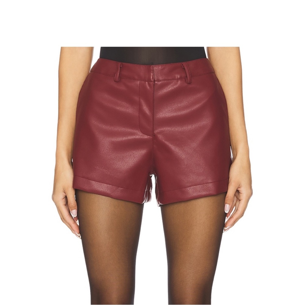 REVOLVE Burgundy Faux Leather Shorts